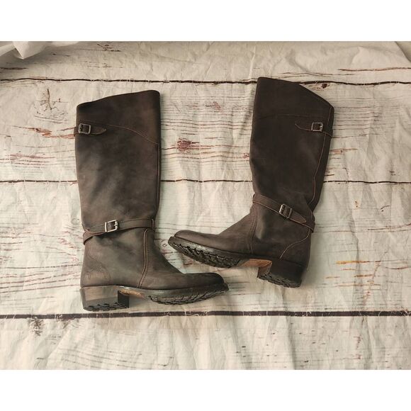 Frye Dorado Lug Sole Suede Knee High Riding Boots Size 6 - Picture 1 of 7